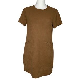 Trending Tan Camel Velvet Feel Mini Dress WAYF Size Medium Neutral Chic Style